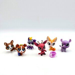 Littlest Pet Shop Lot Of 6 Rhino Boxer Collie Fennec Fox Gazelle Corgi Dog Read